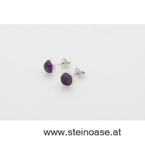 Ohrstecker Amethyst Cabochon Silber 6mm